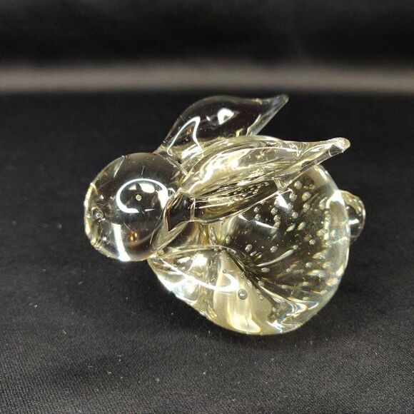 Vintage Glass Bunny Rabbit Paperweight Art Glass Controlled Bubbles Clear - Picture 2 of 6